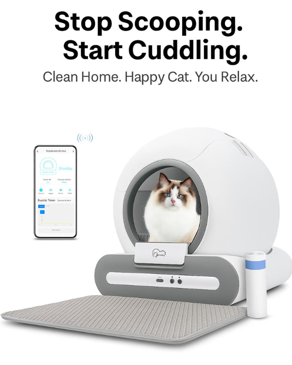 🐾 Automatic Cat Litter Box Self Cleaning with App Control